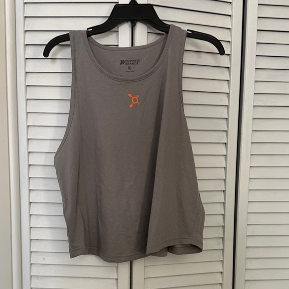 Orangetheory Tops - Orangetheory Women's Crop Tank Top in Gray with Orange Accent